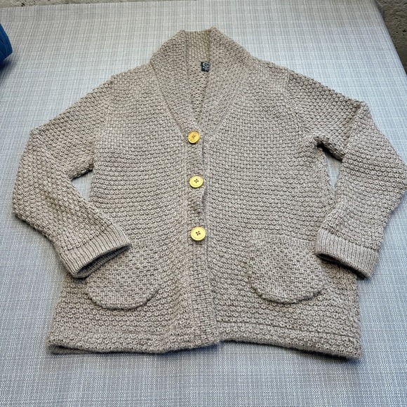 Inca Fashions Sweaters - Peruvian Alpaca Cardigan Womens XL Neutral Chunky Quiet Luxury Cottagecore Cozy